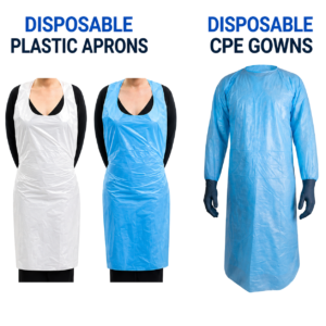 Home premium disposable plastic aprons – 100% hdpe food safe & medical grade