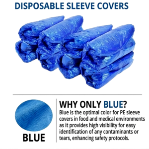 Home disposable sleeve covers – waterproof polyethylene arm protectors (blue) – elastic ends