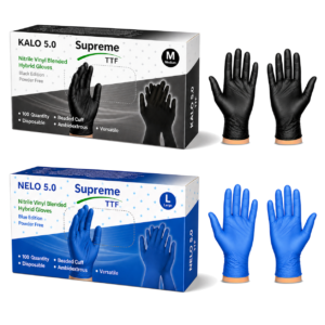 supreme kalo 5.0 vitrile hybrid gloves | medical grade aql 1.5 | powder free (100ct)