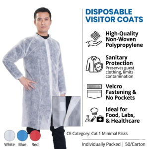 Home disposable non woven polypropylene visitor coats | velcro lab jacket | sanitary ppe