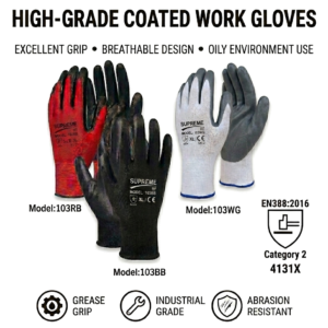 supreme ttf smooth nitrile coated work gloves – oil resistant & precision handling