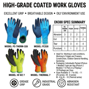 supreme ttf thermal & waterproof winter work gloves – cold store, hi viz & fully coated safety gloves