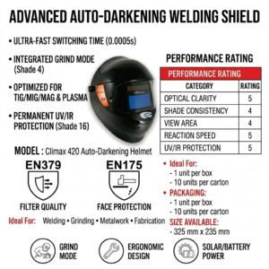 Home professional auto darkening welding helmet – din 9 13 solar powered shield (en175/379)