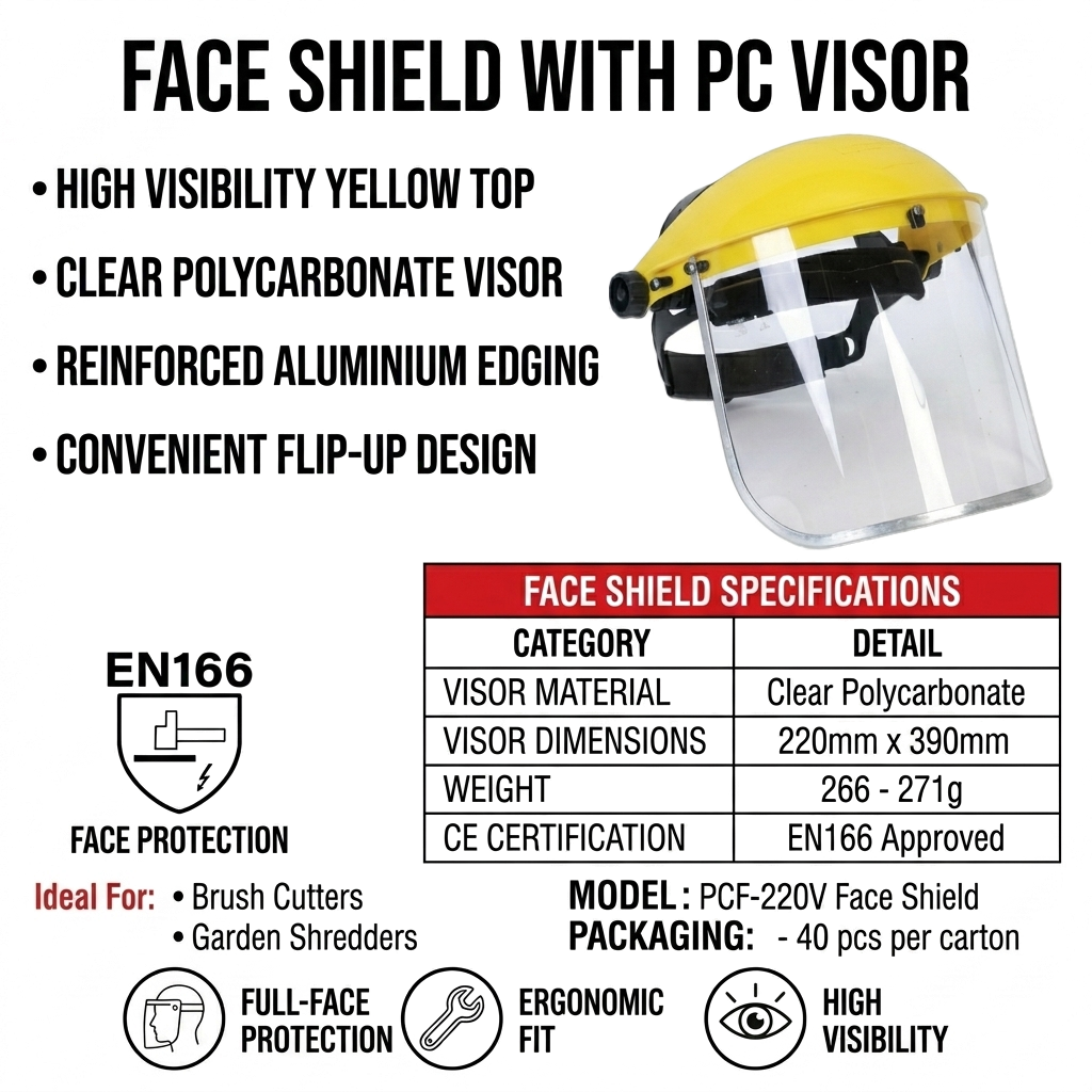 professional clear polycarbonate face shield – high visibility flip up safety visor (en166) professional clear polycarbonate face shield – high visibility flip up safety visor (en166)